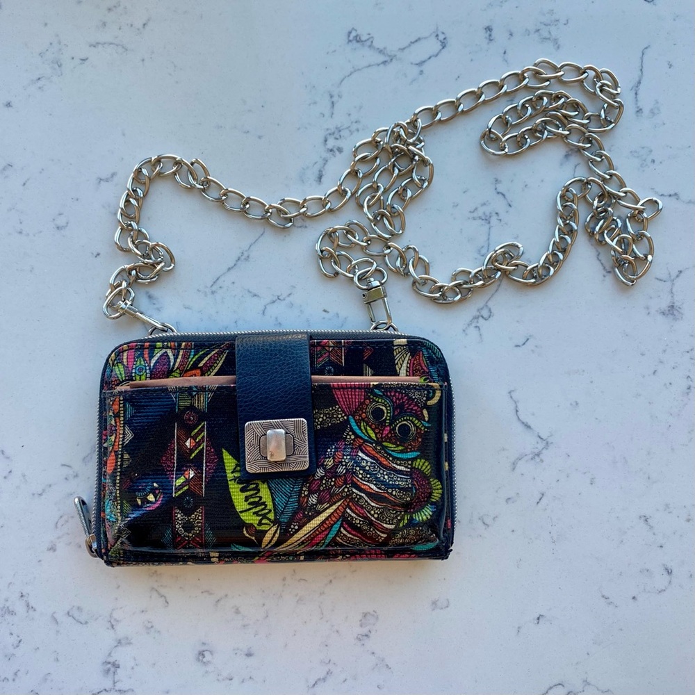 SakRoots artist circle owl peace phone wallet crossbody